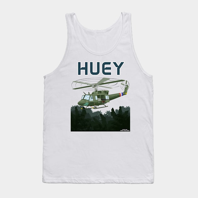 Huey Utility Helicopter Military Armed Forces Novelty Gift Tank Top by Airbrush World